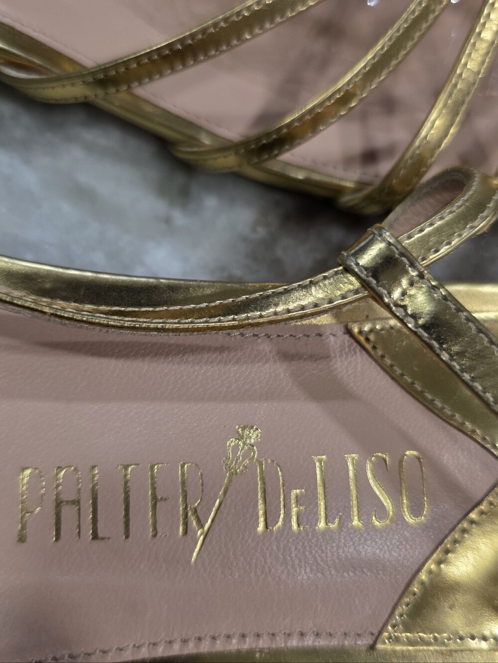 PALTER DeLISO Rio Grand Metallic Gold Strappy Flat Sandals Made in Italy EU 40 - Picture 7 of 14